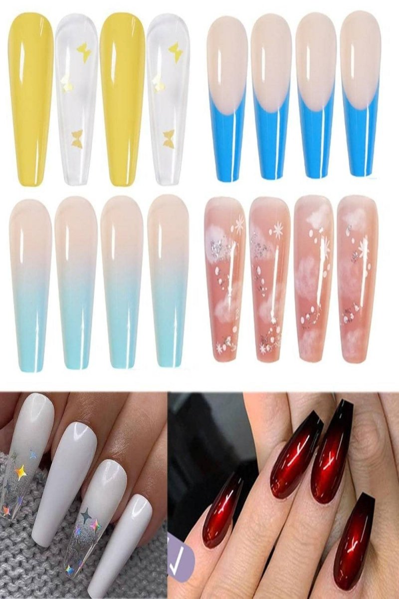 Press On Nails Matte Glossy Neon Gradient Coffin Nail Kit - TGC Boutique - Press On Nails