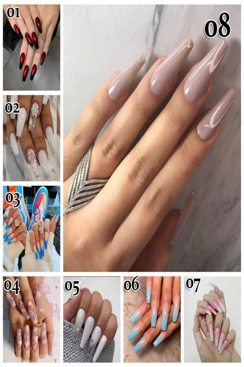 Press On Nails Matte Glossy Neon Gradient Coffin Nail Kit - TGC Boutique - Press On Nails