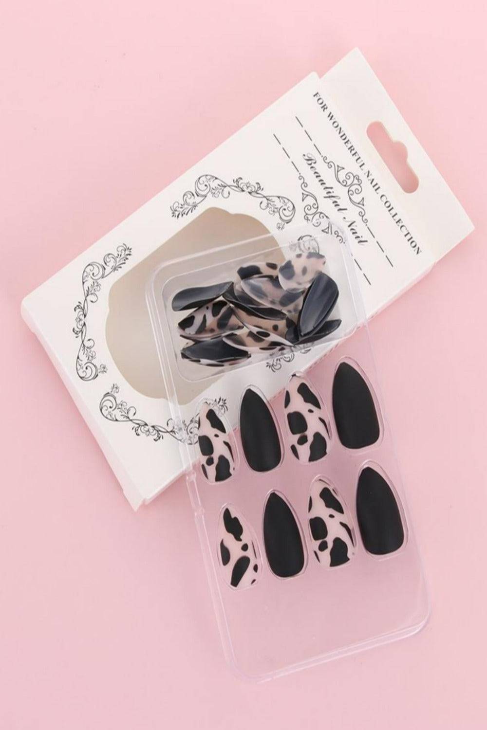 Press On Nails Matte Glossy Neon String Art Coffin Nail Kit - TGC Boutique - Press On Nails