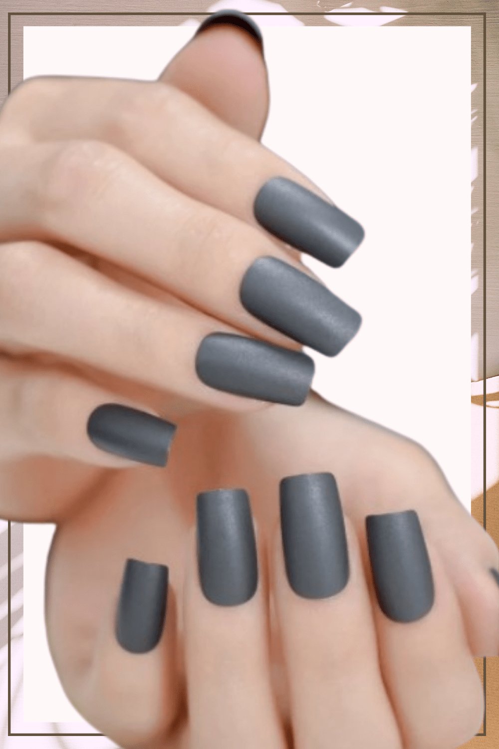 Press On Nails Matte Grey Coffin Square Nail Kit - TGC Boutique - Press On Nails