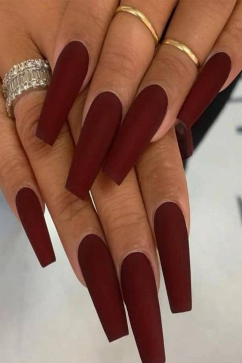 Press On Nails Matte Manicure Polish Coffin Tip Nail Kit - TGC Boutique - Press On Nails