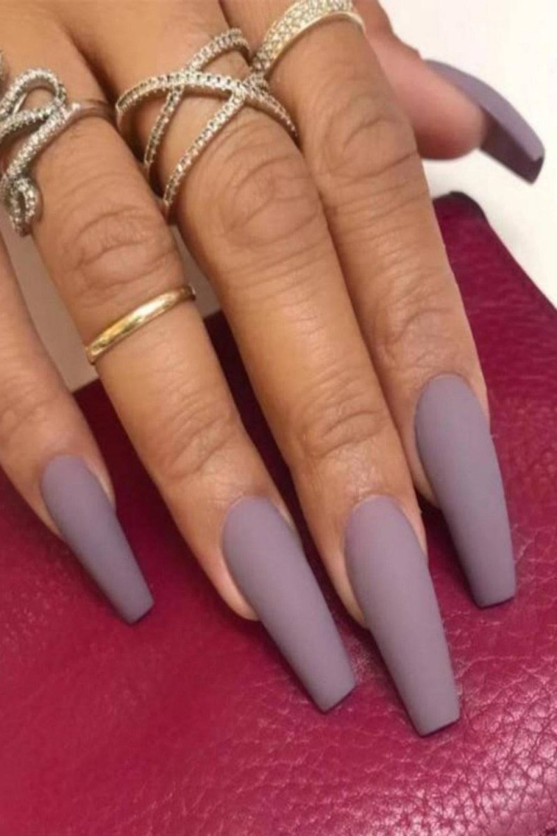 Press On Nails Matte Manicure Polish Coffin Tip Nail Kit - TGC Boutique - Press On Nails