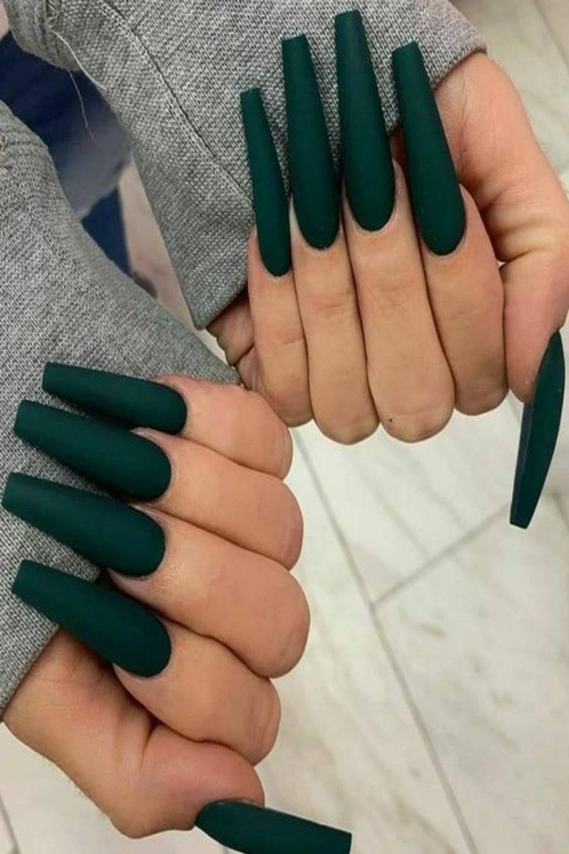 Press On Nails Matte Manicure Polish Coffin Tip Nail Kit TGC