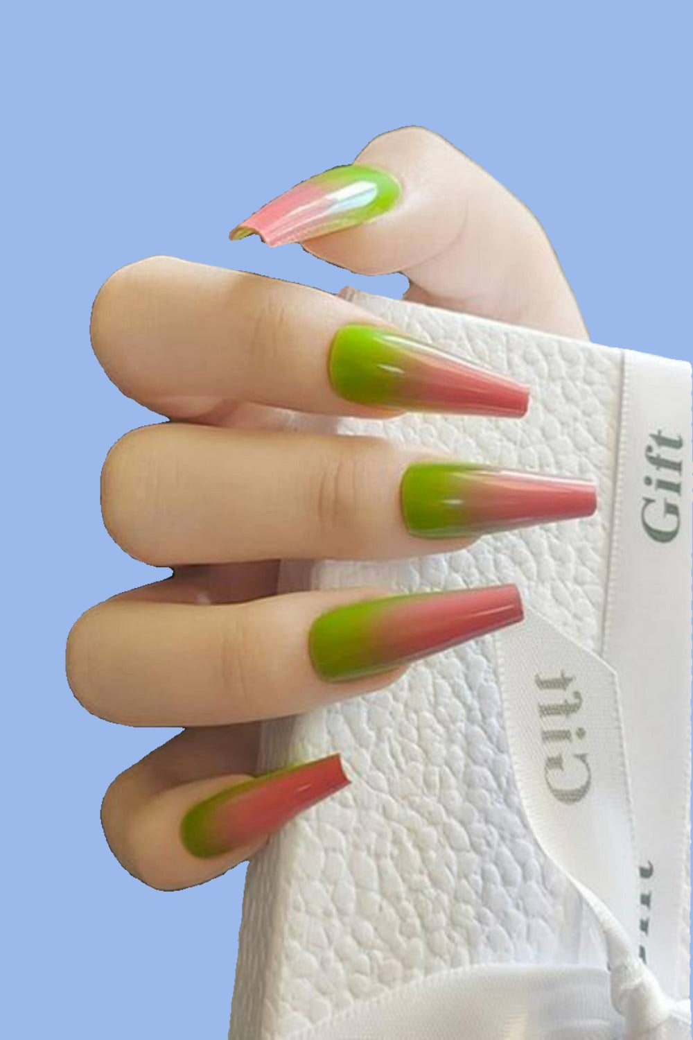 Press On Nails Matte OR Glossy French Tip Coffin Nail Kit - TGC Boutique - Press On Nails