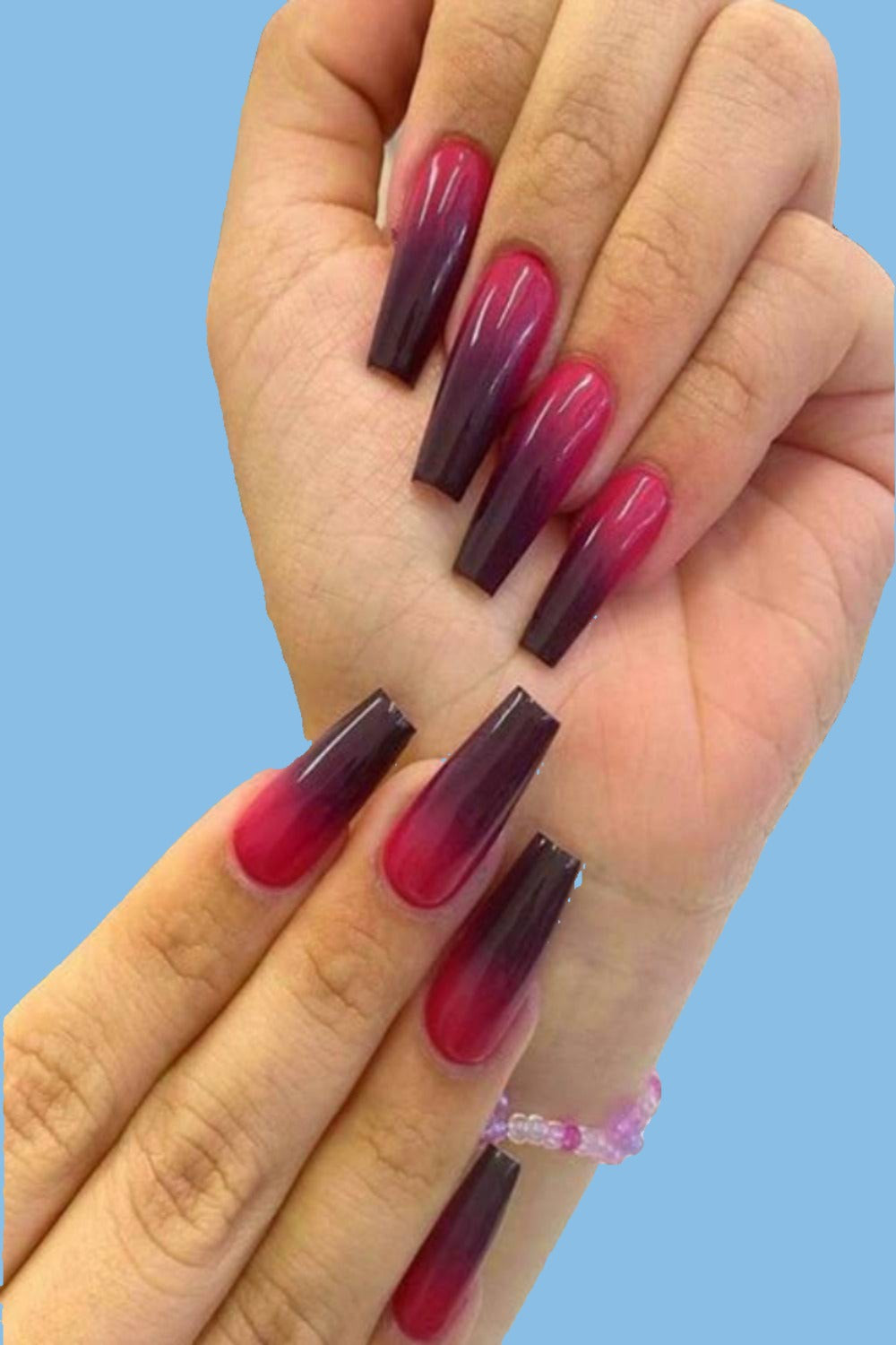 Press On Nails Matte OR Glossy French Tip Coffin Nail Kit - TGC Boutique - Press On Nails