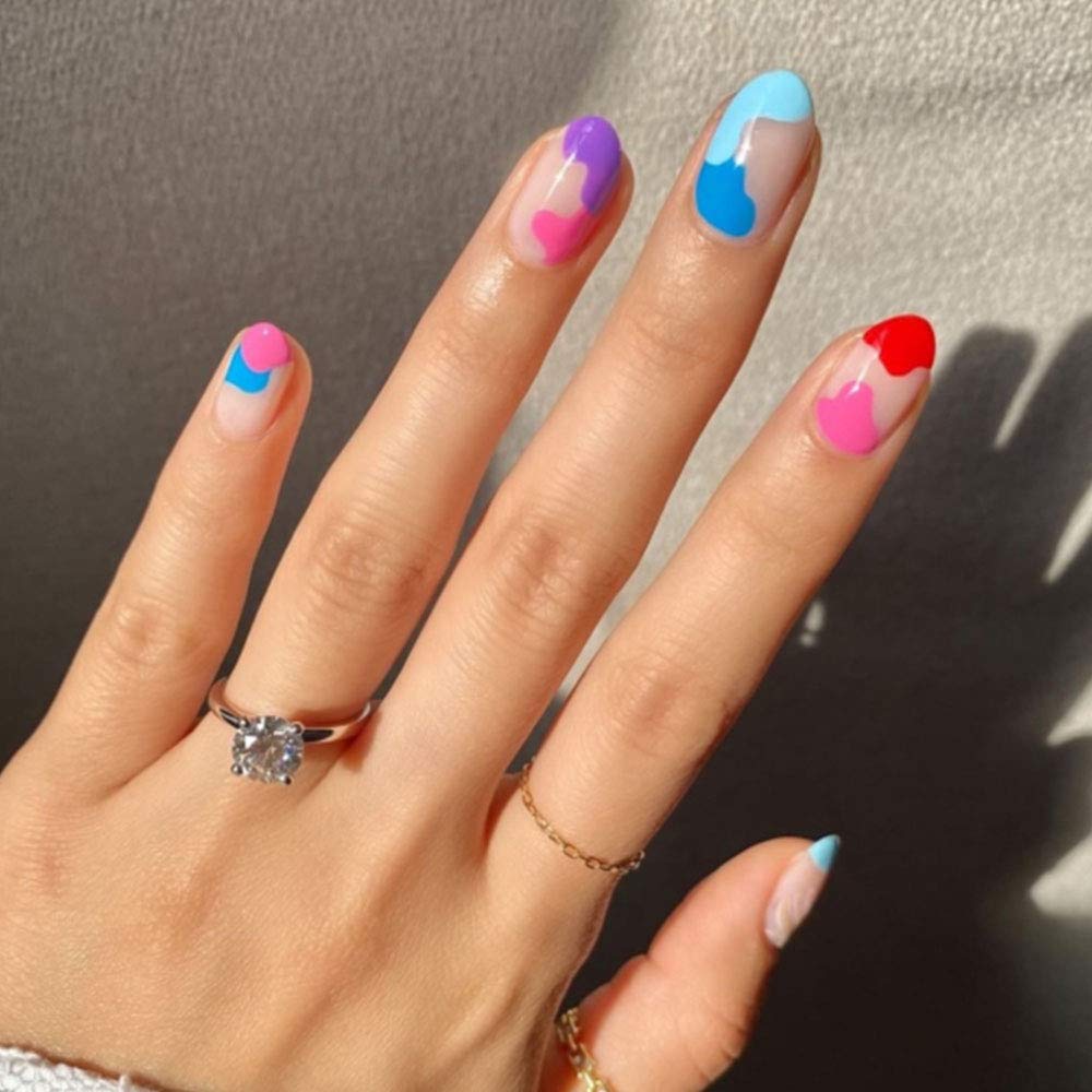 Press On Nails Neon Glossy Almond Multicolor Nail Kit - TGC Boutique - Press On Nails