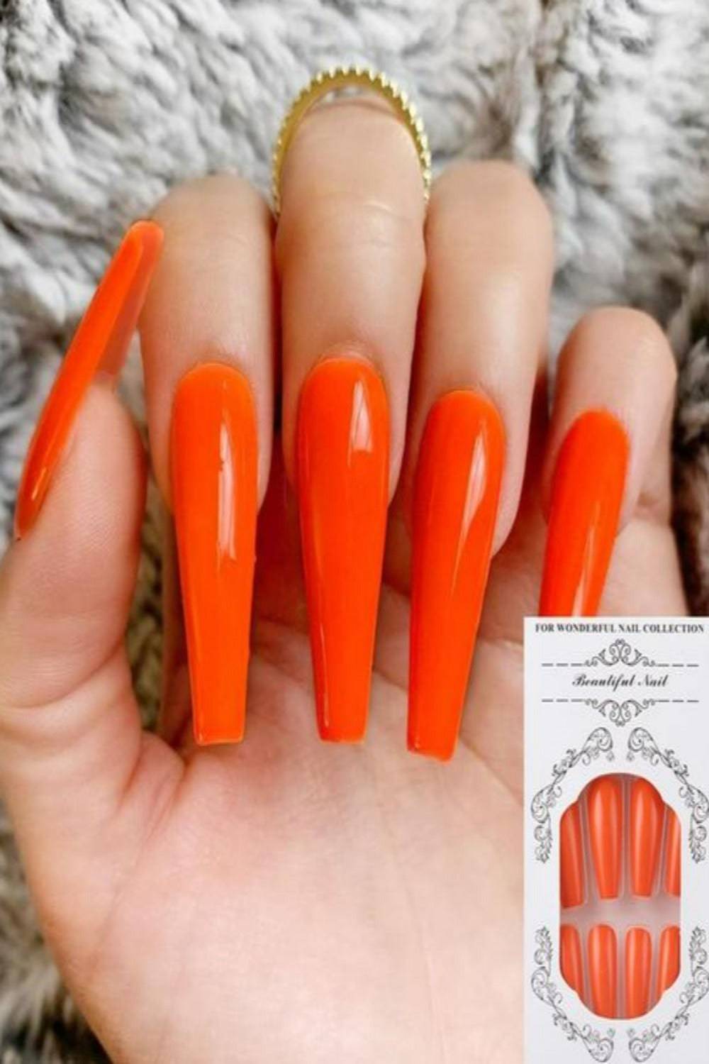Press On Nails Neon Glossy French Tip Matte Coffin Nail Kit - TGC Boutique - Press On Nails