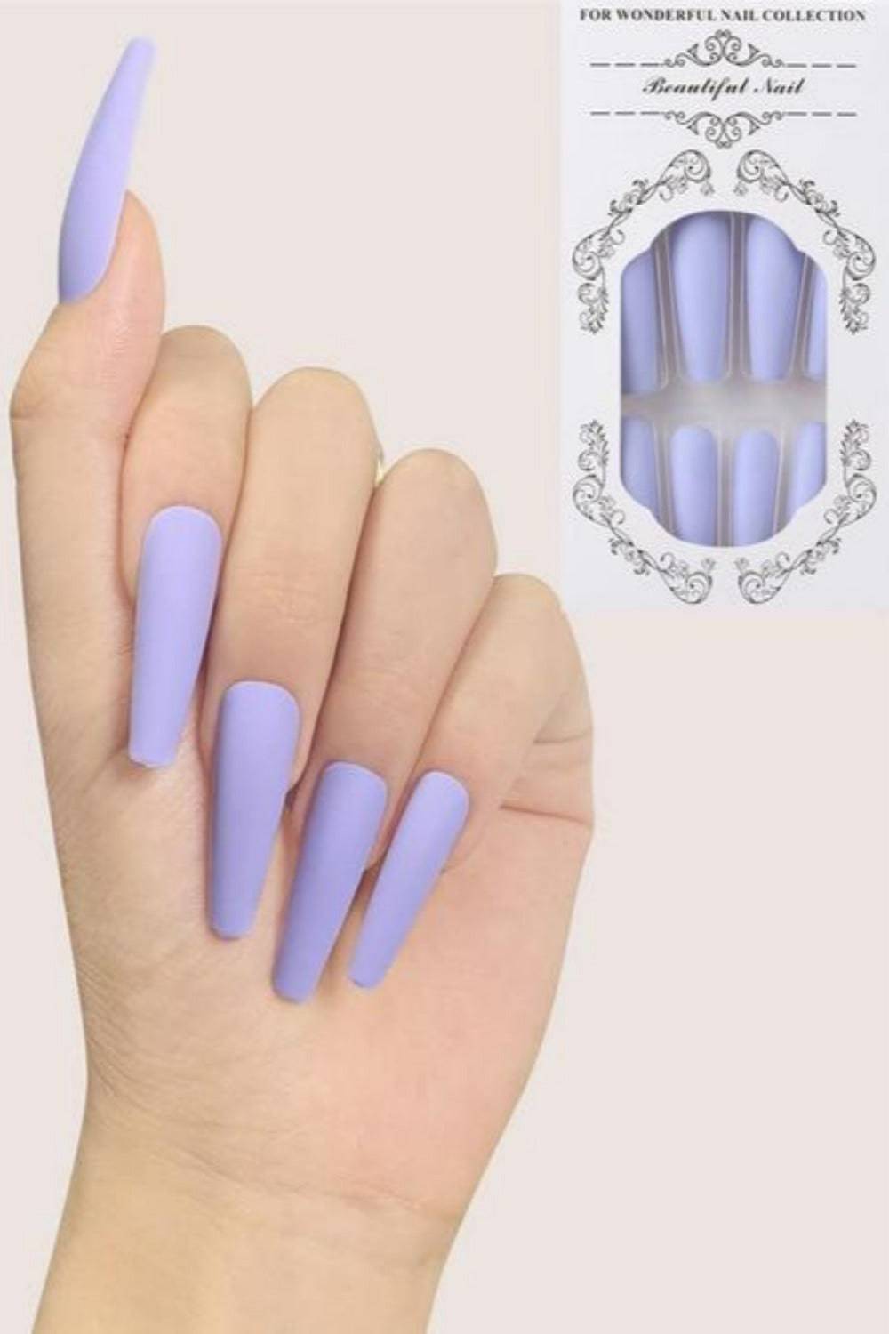 Press On Nails Neon Matte Glossy French Tip Coffin Nail Kit - TGC Boutique - Press On Nails
