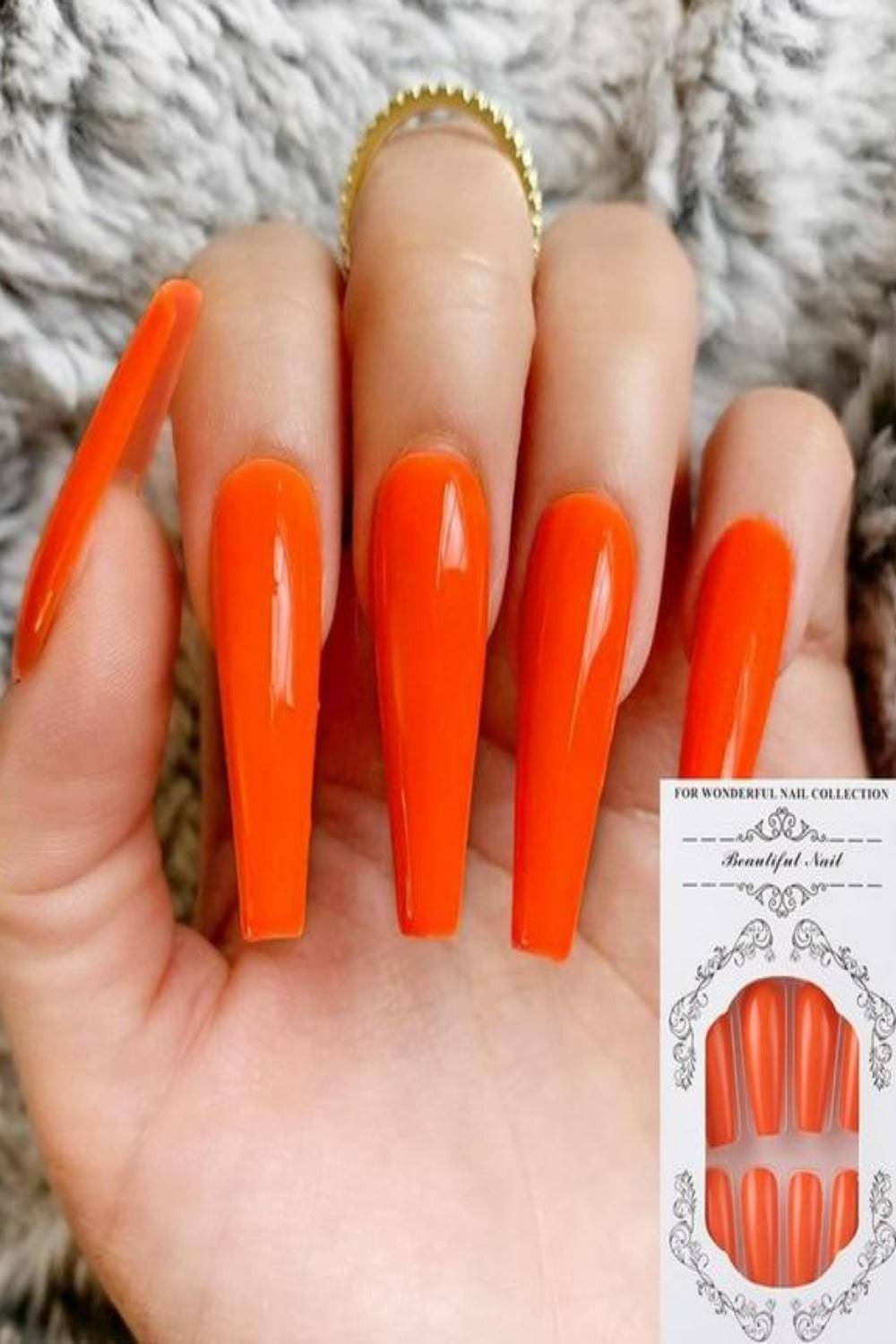 Press On Nails Neon Matte Glossy French Tip Coffin Nail Kit - TGC Boutique - Press On Nails