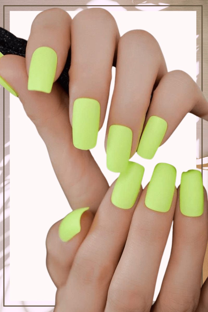 Press On Nails Neon Yellow Matte Square Nail Kit - TGC Boutique - Press On Nails