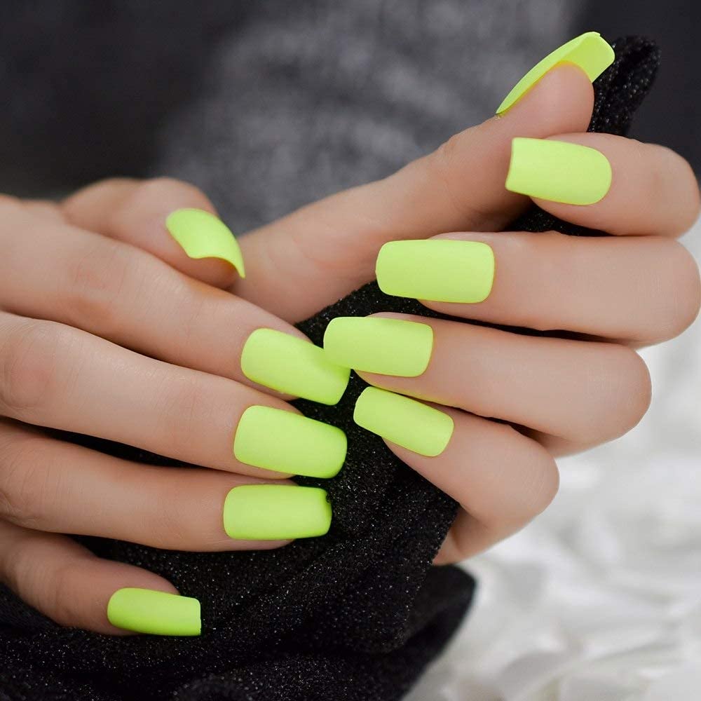 Press On Nails Neon Yellow Matte Square Nail Kit - TGC Boutique - Press On Nails