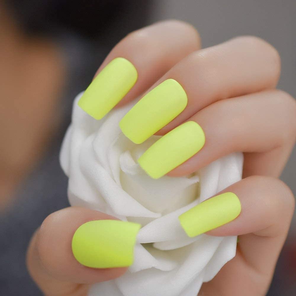 Press On Nails Neon Yellow Matte Square Nail Kit - TGC Boutique - Press On Nails