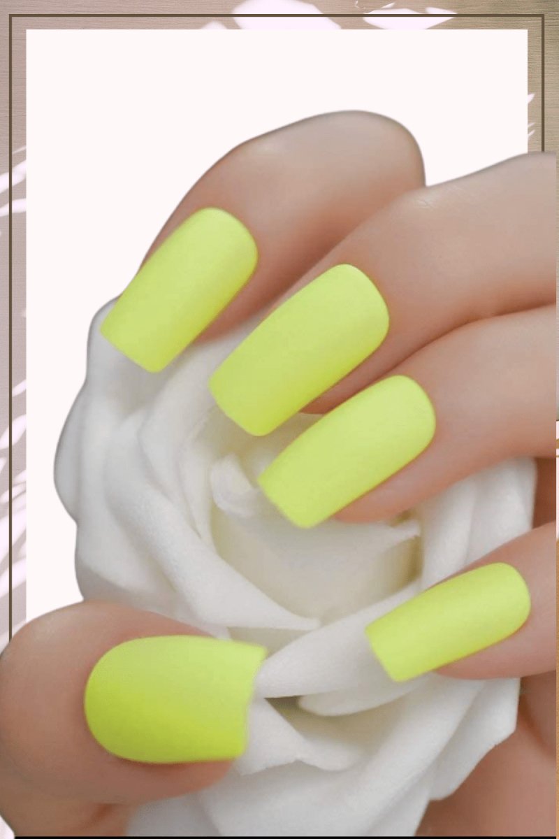 Press On Nails Neon Yellow Matte Square Nail Kit - TGC Boutique - Press On Nails