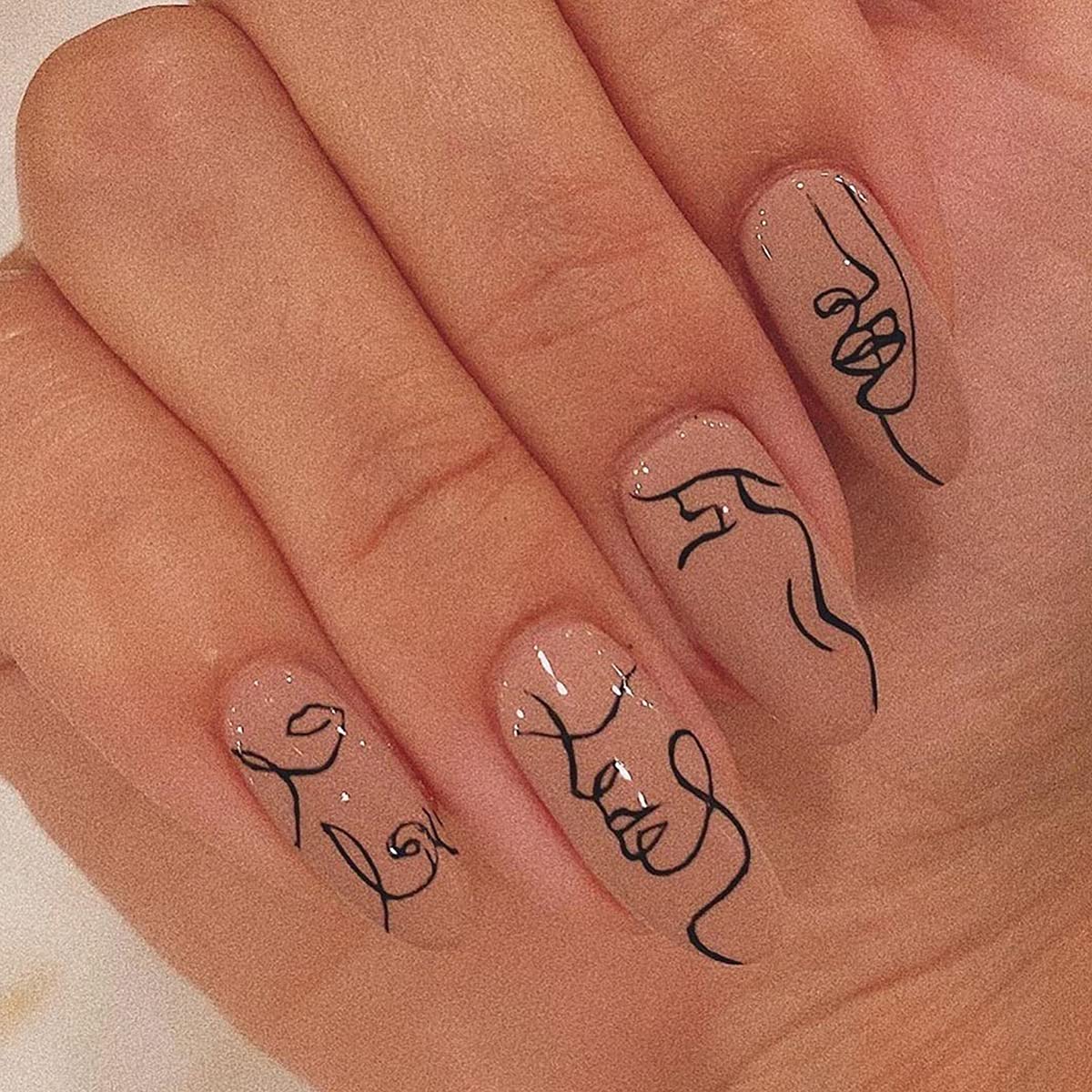 Press On Nails Nude Glossy Almond Face Nail Kit - TGC Boutique - Press On Nails