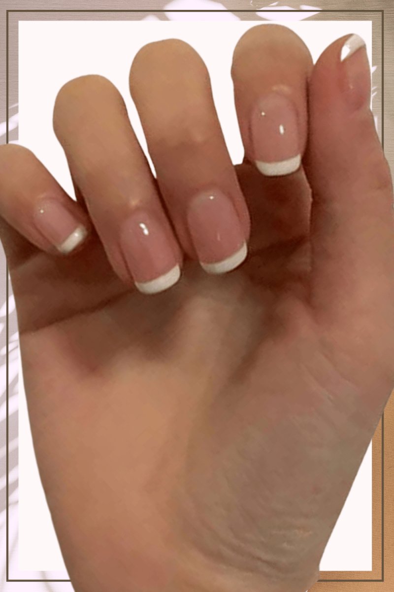 Press On Nails Nude Glossy White French Square Nail Kit - TGC Boutique - Press On Nails