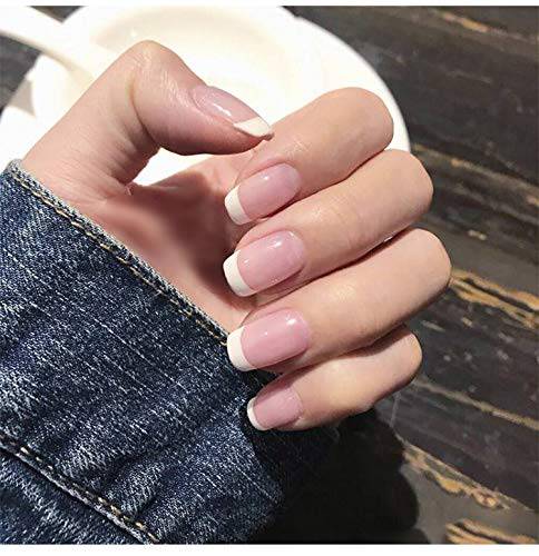 Press On Nails Nude Glossy White French Square Nail Kit - TGC Boutique - Press On Nails