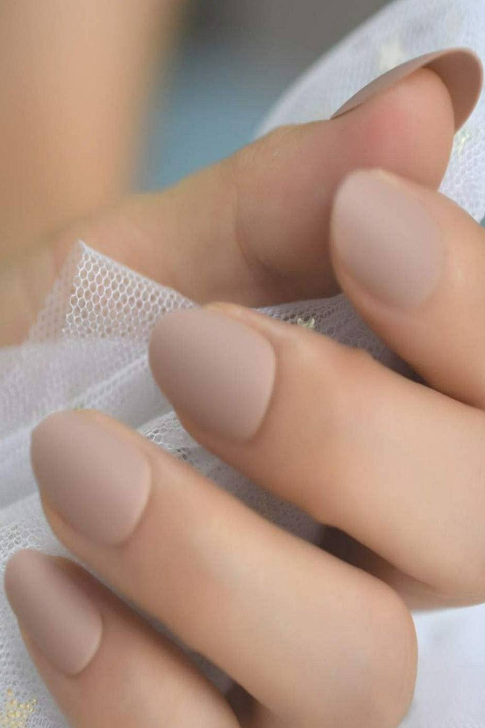 Press On Nails Nude Matte Oval Nail Kit - TGC Boutique - Press On Nails