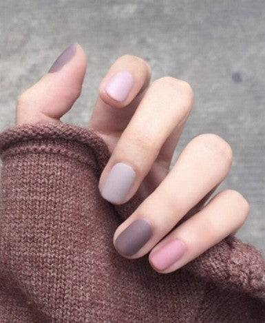 Press On Nails Nude Matte Purple Square Pink Nail Kit - TGC Boutique - Press On Nails