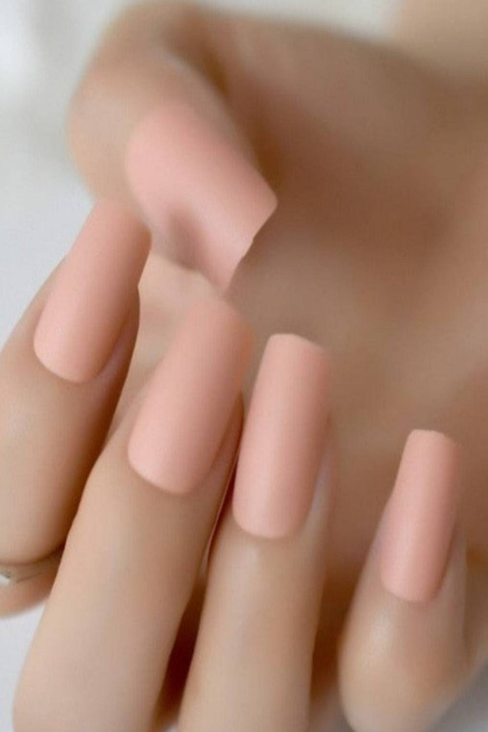 Press On Nails Nude Peach Short Matte Square Tip Nail Kit - TGC Boutique - Press On Nails