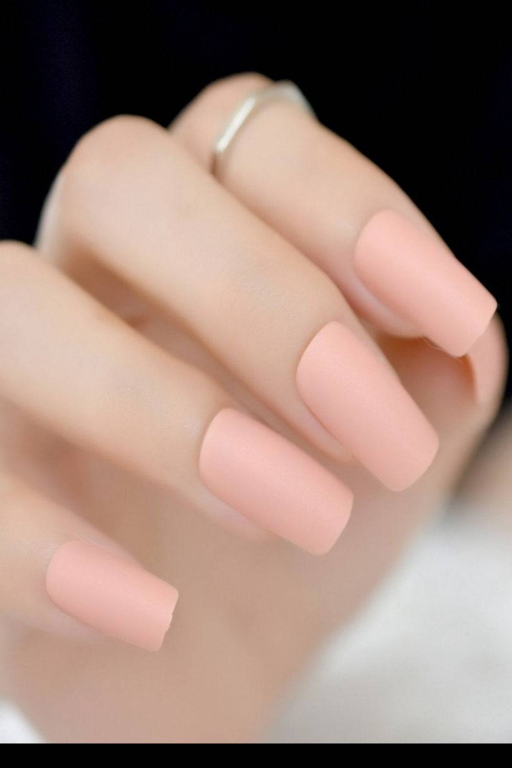 Press On Nails Nude Peach Short Matte Square Tip Nail Kit - TGC Boutique - Press On Nails