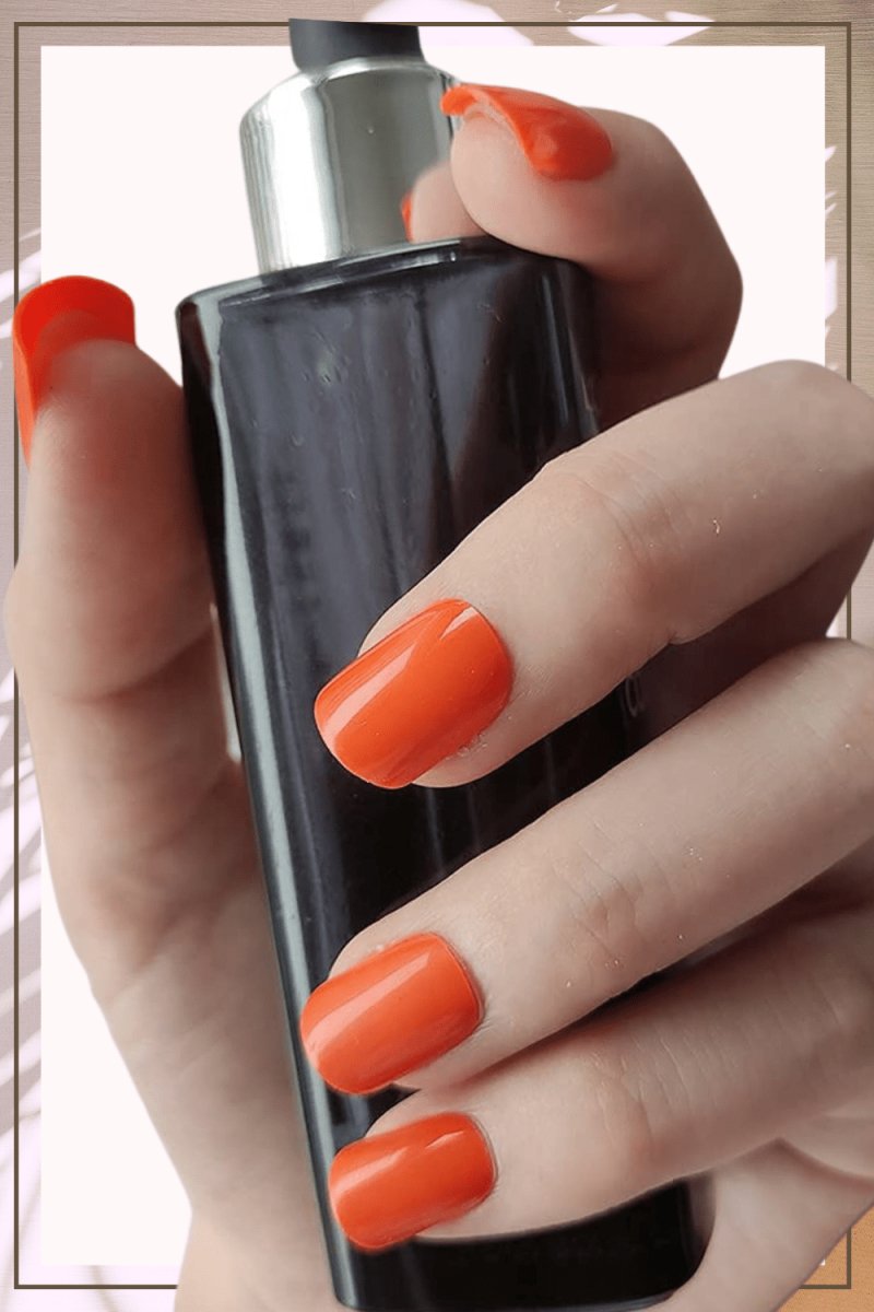 Press On Nails Orange Glossy Square Nail Kit - TGC Boutique - Press On Nails