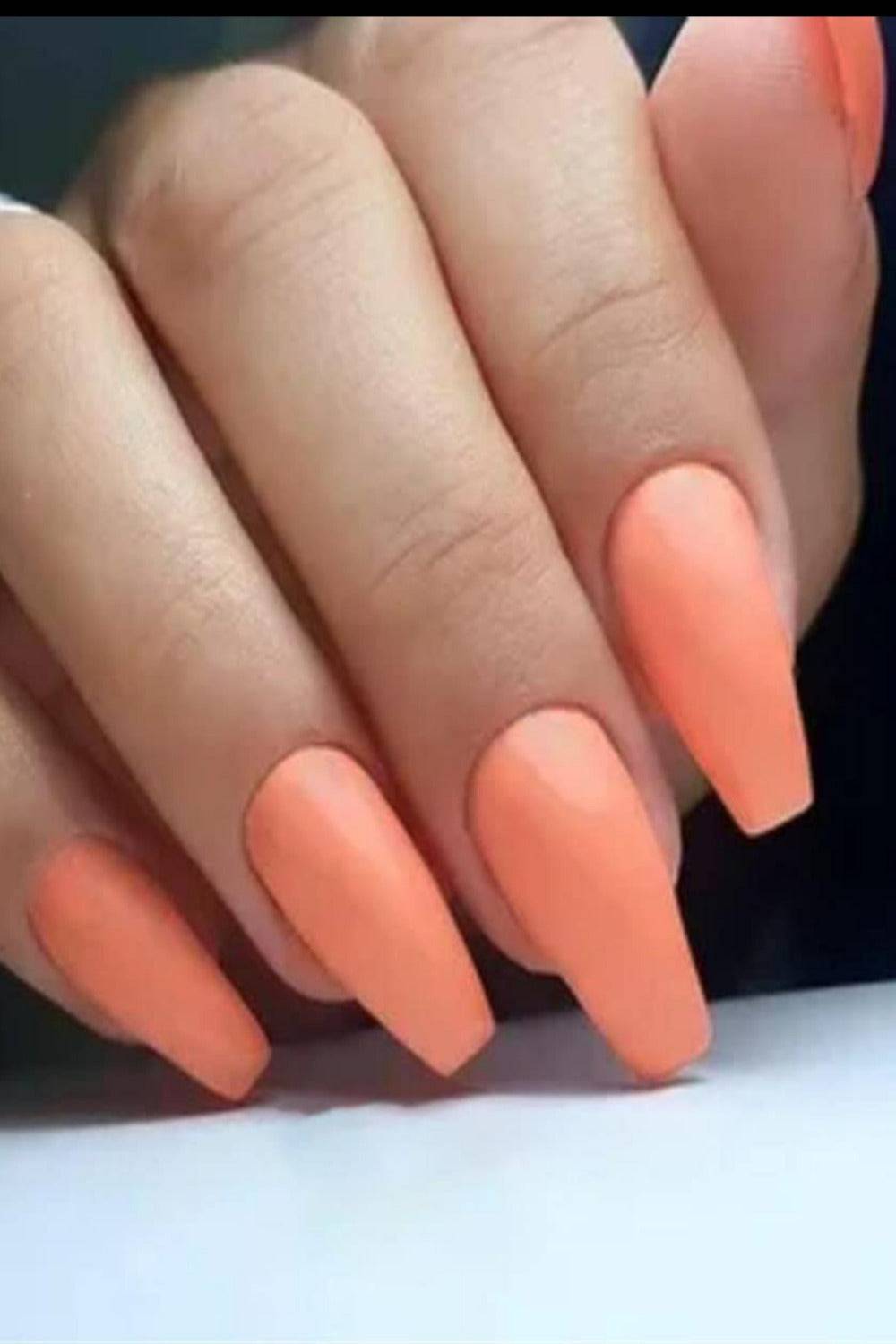 Press On Nails Orange Matte Medium Coffin Nail Kit - TGC Boutique - Press On Nails