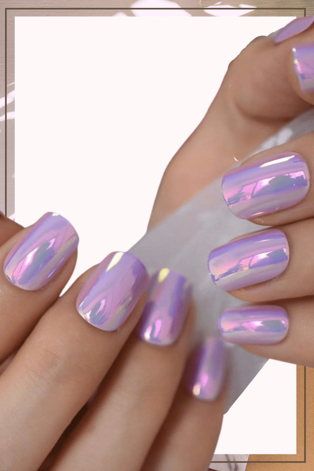 Press On Nails Pink And Purple Chrome Glossy Round Nail Kit - TGC Boutique - Press On Nails