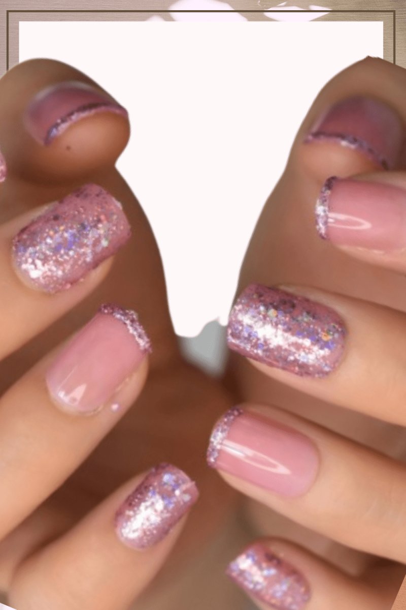 Press On Nails Pink And Purple Glossy Square Glitter Nail Kit - TGC Boutique - Press On Nails