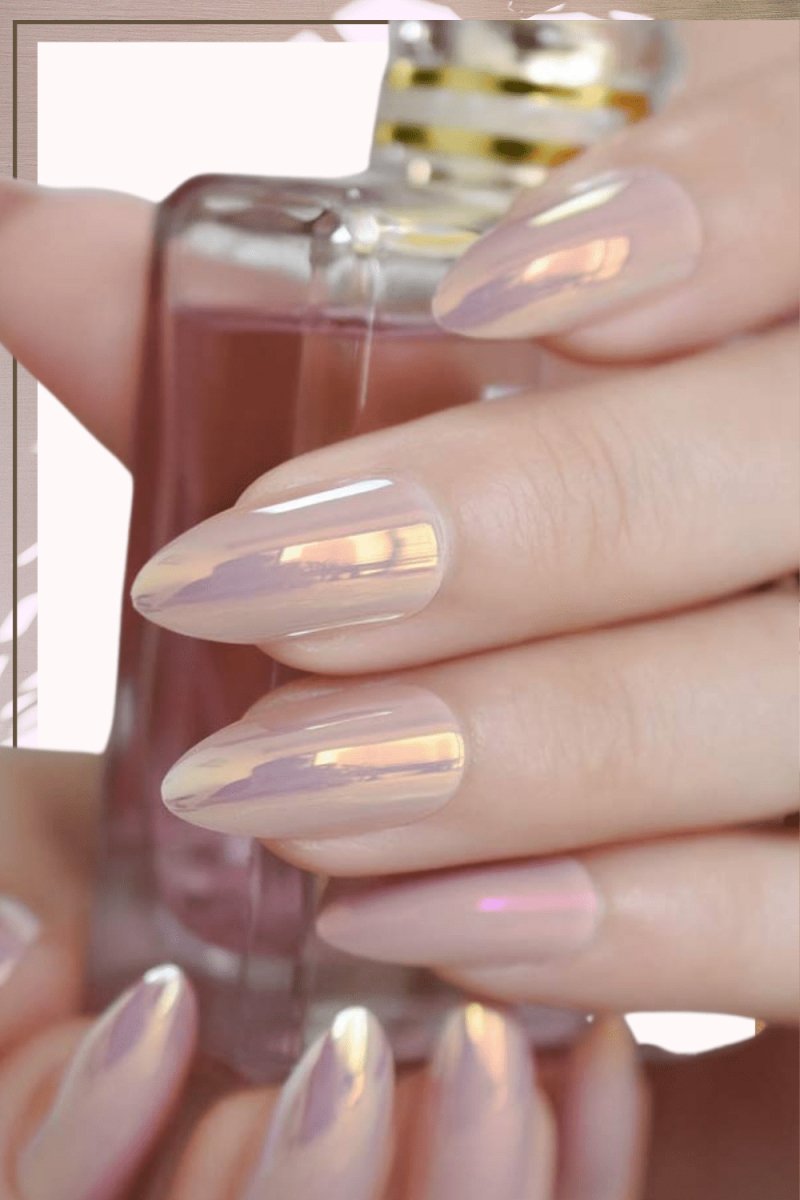 Press On Nails Pink Chrome Glossy Almond Nail Kit - TGC Boutique - Press On Nails
