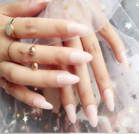 Press On Nails Pink Glossy Almond Nude Nail Kit - TGC Boutique - Press On Nails