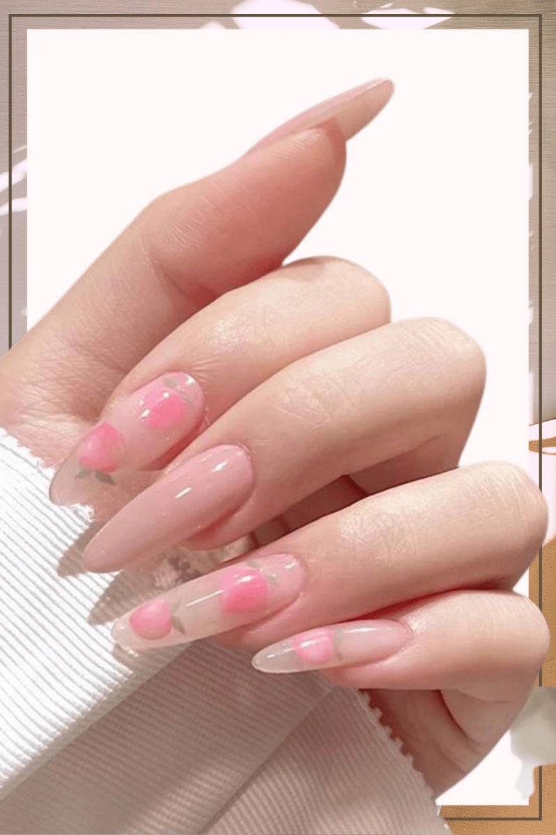 Press On Nails Pink Glossy Almond Rose Nail Kit - TGC Boutique - Press On Nails