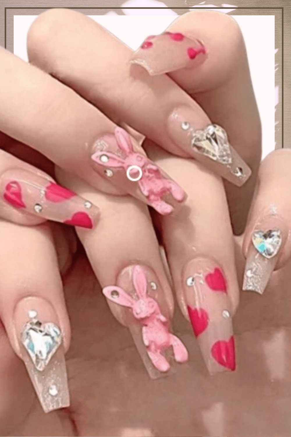Press On Nails Pink Glossy Clear Coffin Crystal Nail Kit - TGC Boutique - Press On Nails