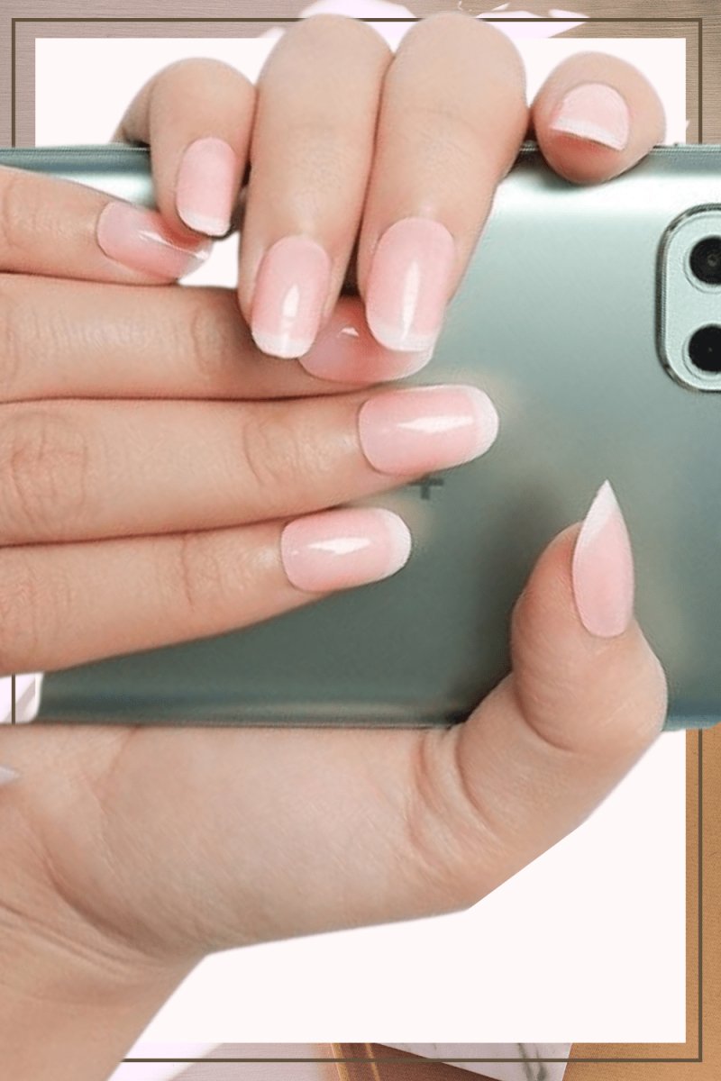 Press On Nails Pink Glossy French Oval Nail Kit - TGC Boutique - Press On Nails