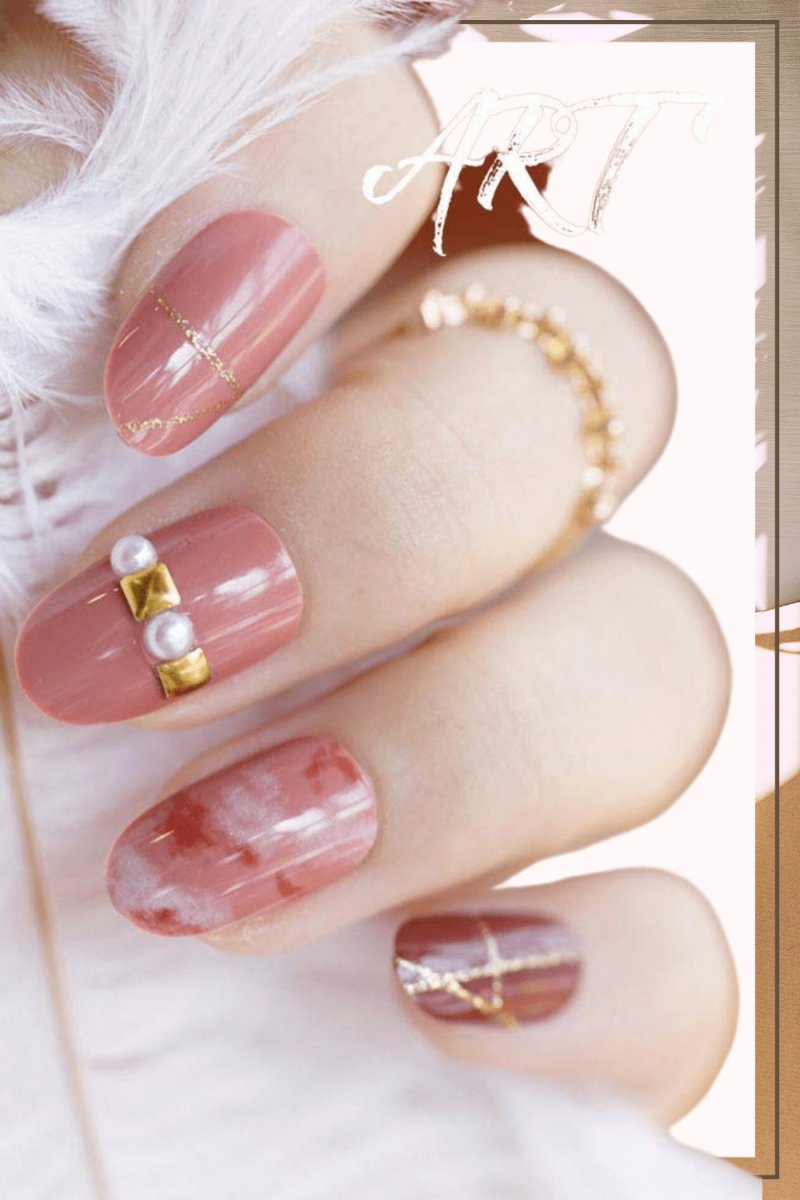 Press On Nails Pink Glossy Oval Crystal Nail Kit - TGC Boutique - Press On Nails