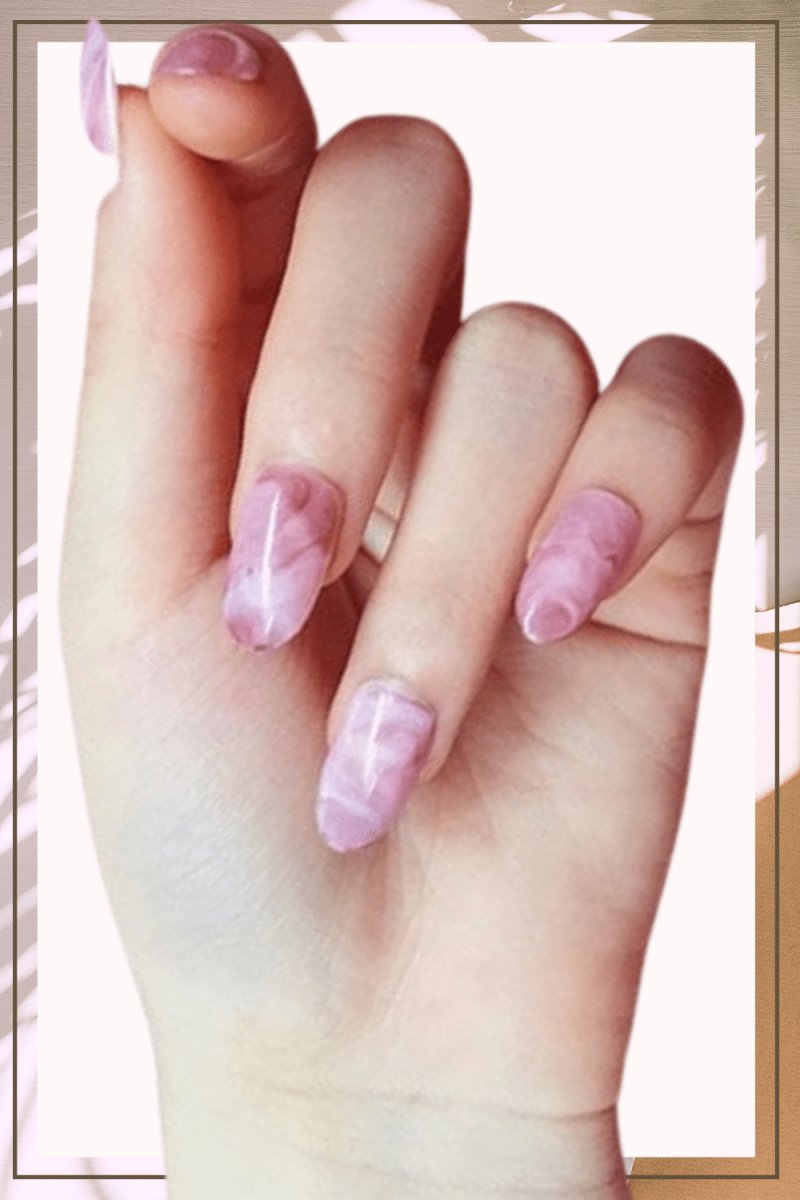 Press On Nails Pink Glossy Oval Marble Nail Kit - TGC Boutique - Press On Nails