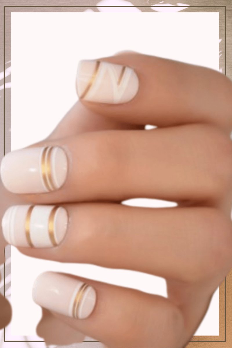 Press On Nails Pink Glossy Square Line Nail Kit - TGC Boutique - Press On Nails