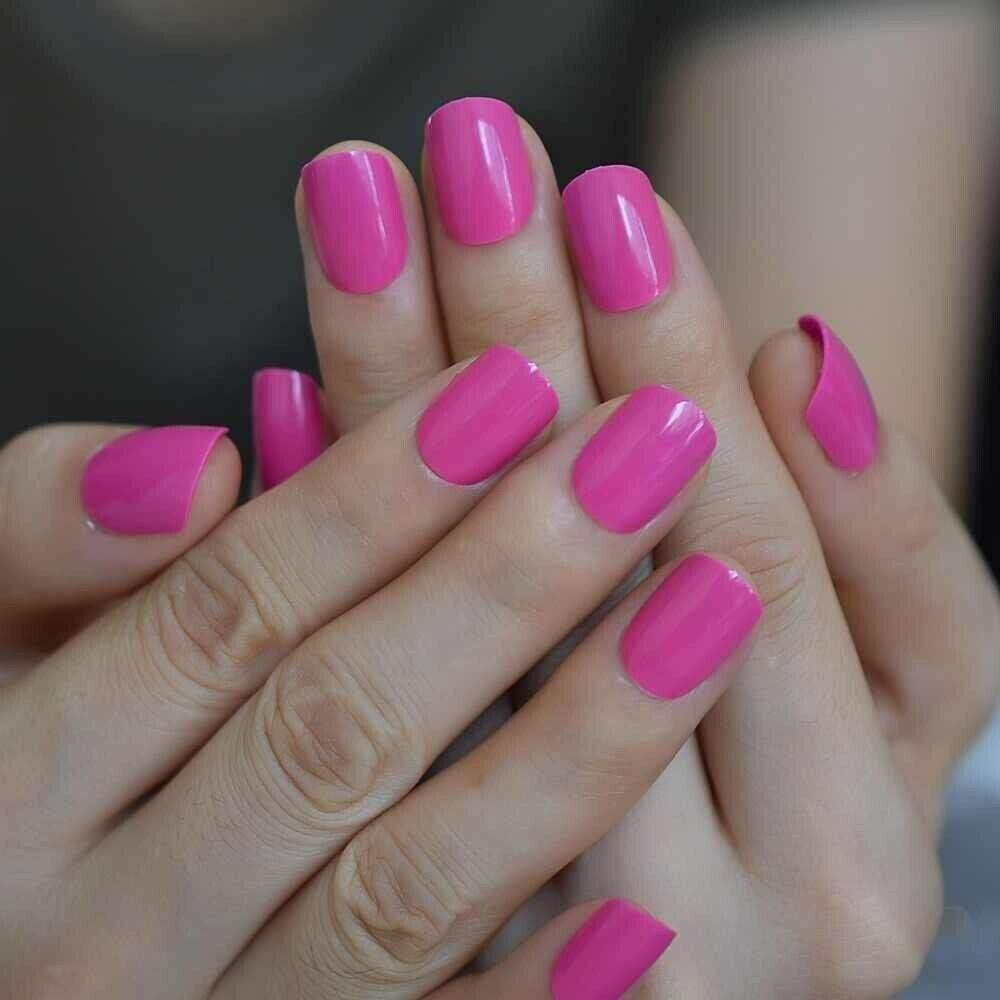 Press On Nails Pink Glossy Square Neon Nail Kit - TGC Boutique - Press On Nails