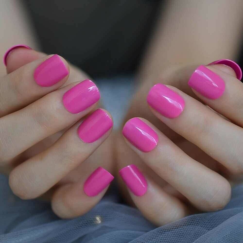 Press On Nails Pink Glossy Square Neon Nail Kit - TGC Boutique - Press On Nails