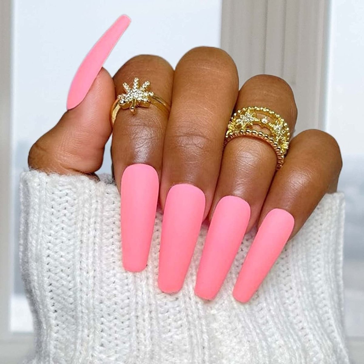 Press On Nails Pink Matte Coffin Nail Kit - TGC Boutique - Press On Nails
