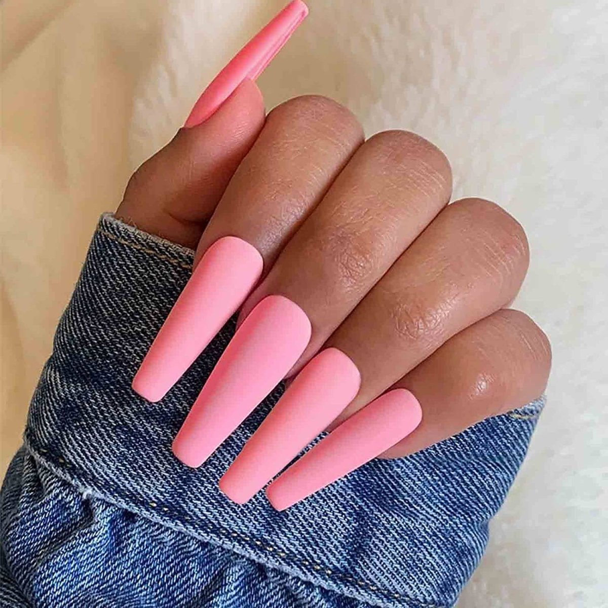 Press On Nails Pink Matte Coffin Nail Kit - TGC Boutique - Press On Nails