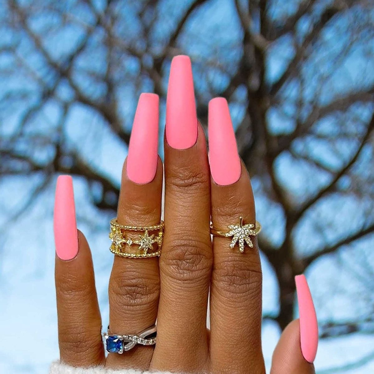Press On Nails Pink Matte Coffin Nail Kit - TGC Boutique - Press On Nails