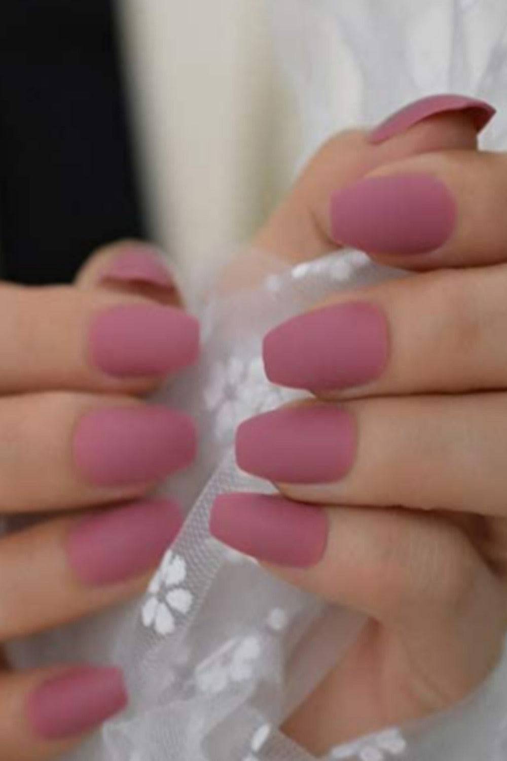 Press On Nails Pink Matte Short Coffin Nail Kit - TGC Boutique - Press On Nails