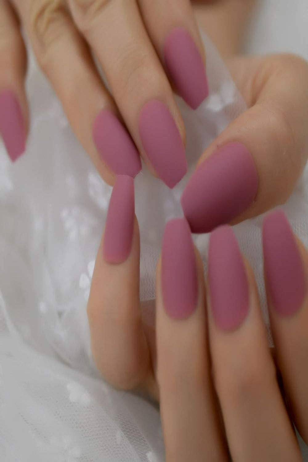 Press On Nails Pink Matte Short Coffin Nail Kit - TGC Boutique - Press On Nails