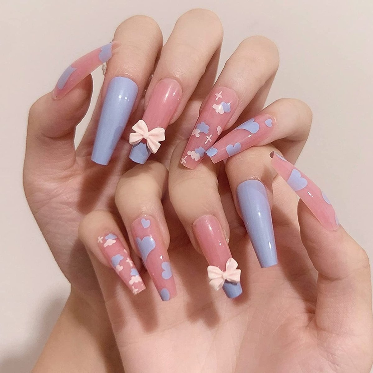 Press On Nails Purple Glossy French Coffin Cloud Nail Kit - TGC Boutique - Press On Nails