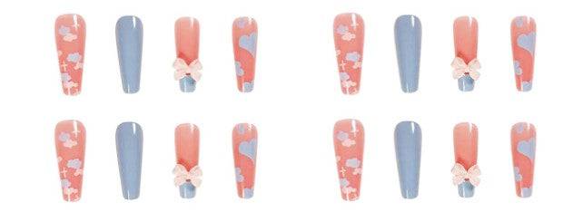 Press On Nails Purple Glossy French Coffin Cloud Nail Kit - TGC Boutique - Press On Nails