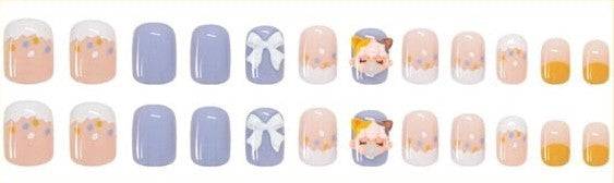 Press On Nails Purple Glossy White French Tip Coffin 3D Nail Kit - TGC Boutique - Press On Nails