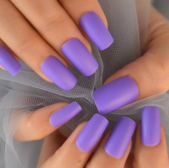 Press On Nails Purple Matte Square Nail Kit - TGC Boutique - Press On Nails