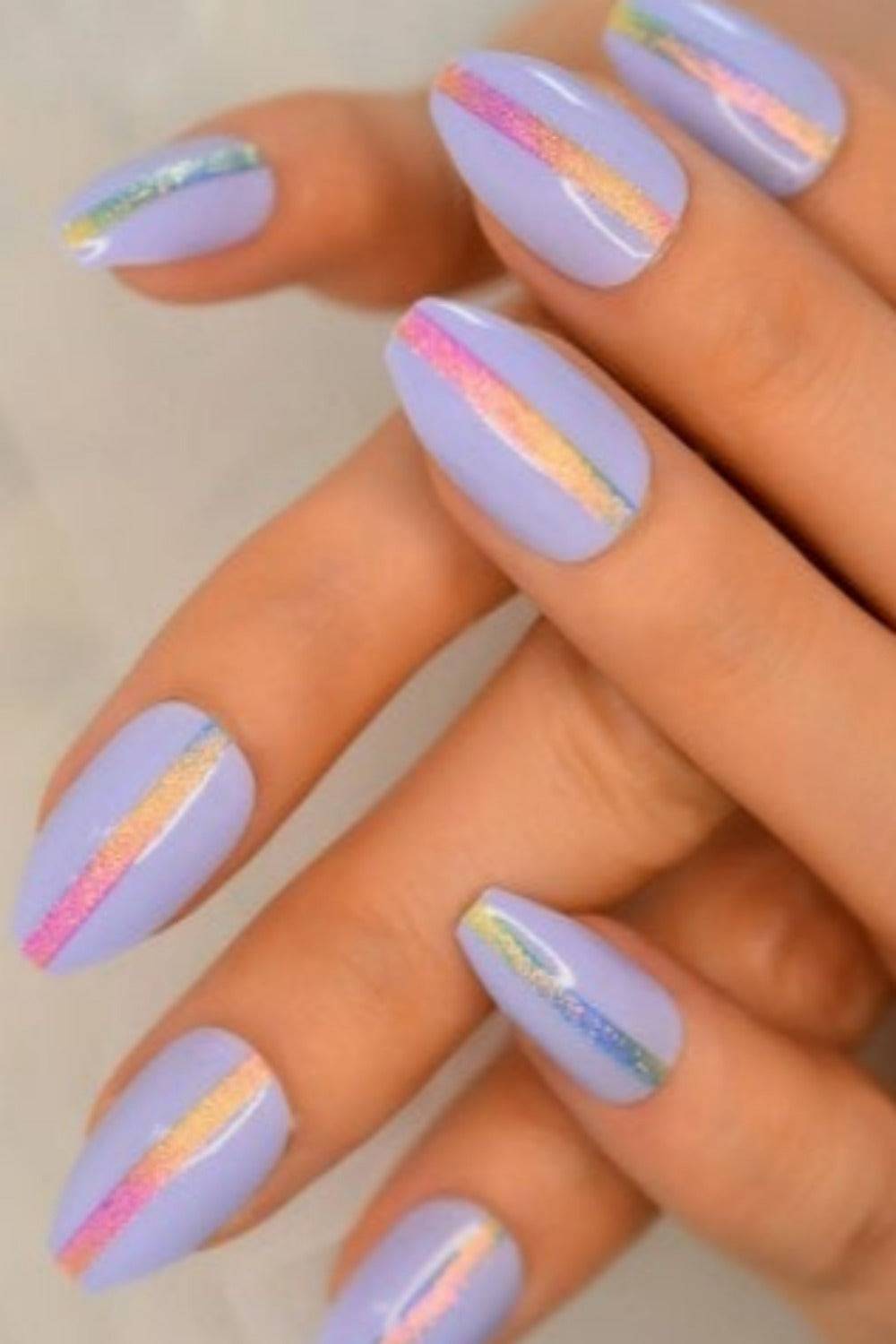Press On Nails Purple Shimmer Coffin Nail Kit - TGC Boutique - Press On Nails