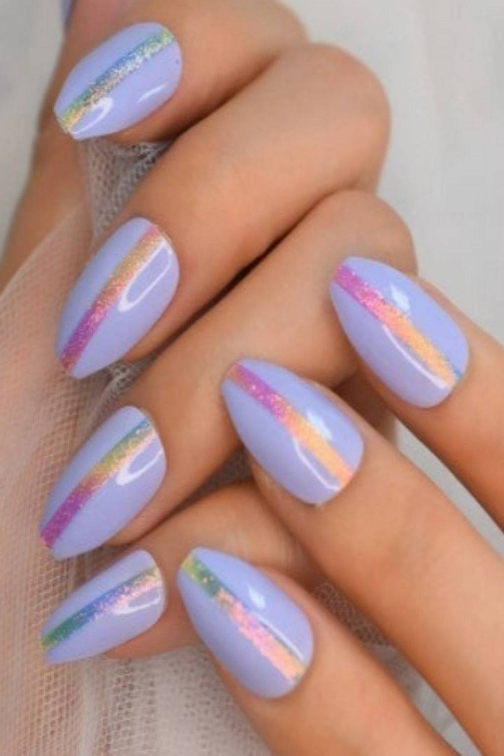 Press On Nails Purple Shimmer Coffin Nail Kit - TGC Boutique - Press On Nails