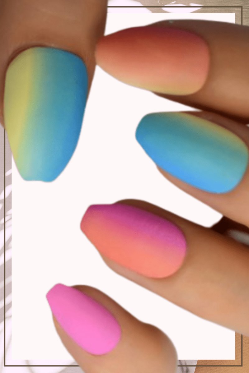 Press On Nails Rainbow Matte Ombre Almond Nail Kit - TGC Boutique - Press On Nails